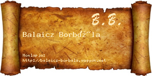 Balaicz Borbála névjegykártya